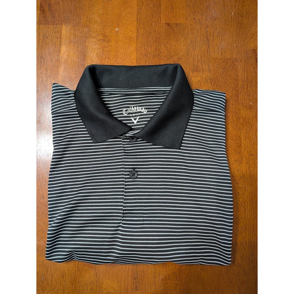 CALLAWAY GOLF SPORT POLO Shirt  Mens Size XXLarge Black & White Stripe